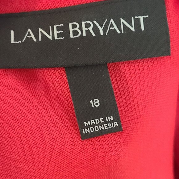 Lane Bryant 18 Red Lace Surplice Sheath Dress 3/4 Sleeves Plus V-Neck Elegant - Picture 6 of 11